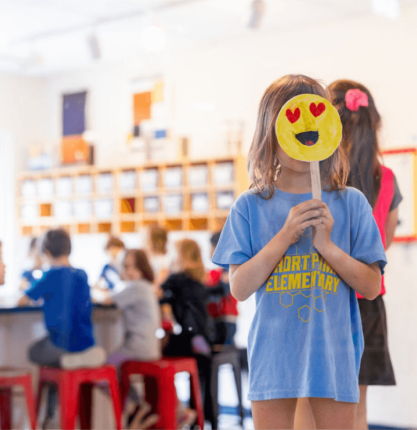 LeafSpring School student with a mask
